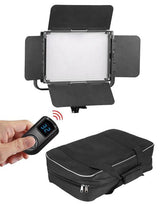 LED bicolor/RGB light panels with remote control and black soft carrying case