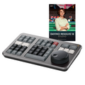 DaVinci Resolve Speed Editor keyboard with color-coded keys and large jog wheel
