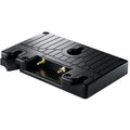 Black gold mount battery plate with connector pins and mounting slots for URSA/URSA Mini