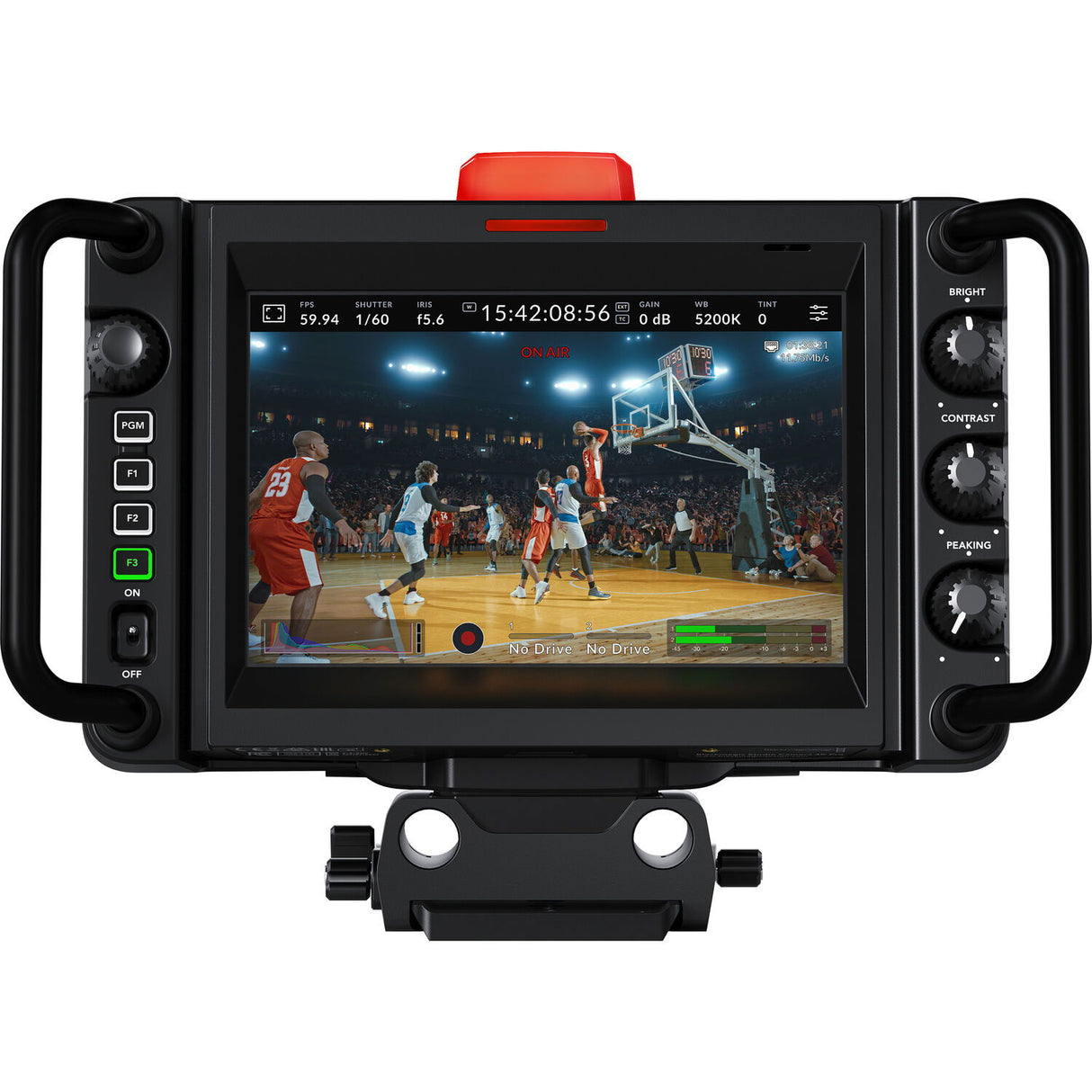 Studio Camera 4K Pro G2 monitor view with on-screen menu and controls