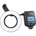 Circular ring flash with control unit, white ring head and coiled cable