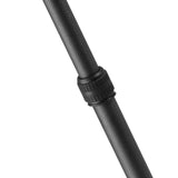 Close-up: carbon-fiber boom pole with black locking collar for height adjustment