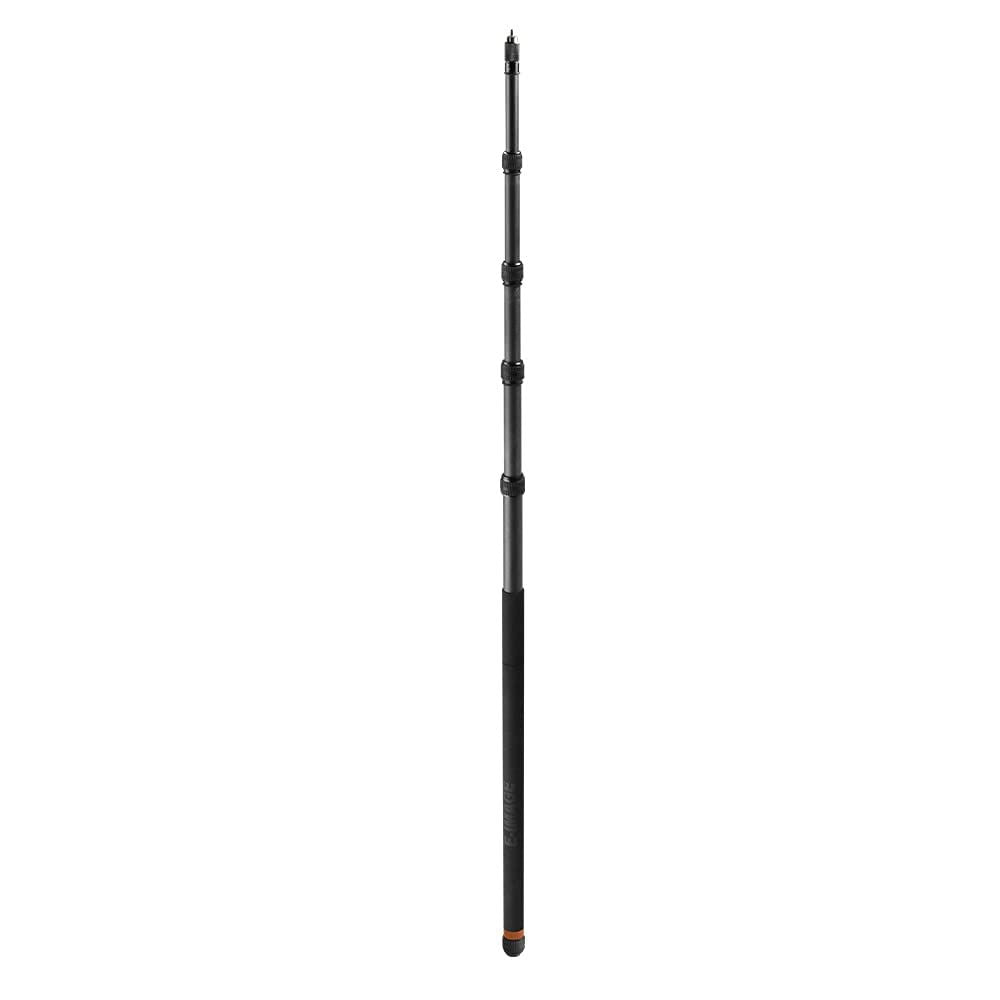 Telescopic carbon-fiber boom pole, black, segmented sections with end tip