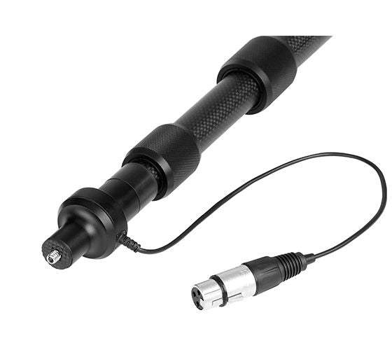 Capăt tijă carbon cu mâner texturat și conector XLR, cablu negru