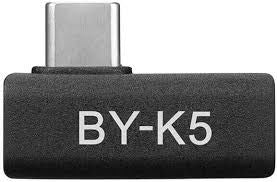 BY-K5 USB-C to USB-C adaptor with textured black body and two USB-C connectors