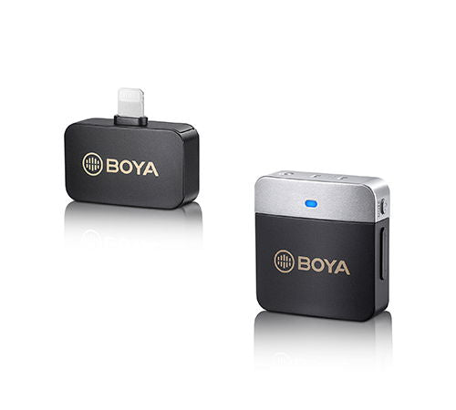 Receptor lavalier wireless iOS, carcasă neagră și argintie, porturi laterale