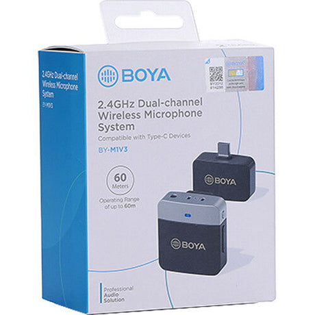 Cutie produs: sistem microfon wireless lavalier dual-canale 2,4 GHz BY‑M1V3