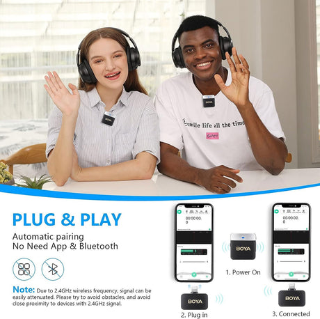 Microfon lavalier wireless pentru iOS, dispozitiv mic prins pe tricou