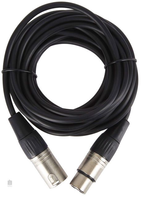 3m XLR-C3 cable with two male XLR plugs, black jacket, coiled length