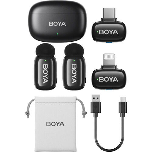 BOYA Mini sistem wireless dual compact pentru telefon, lightning/USB-C (2.4 GHz, Negru) - View 1