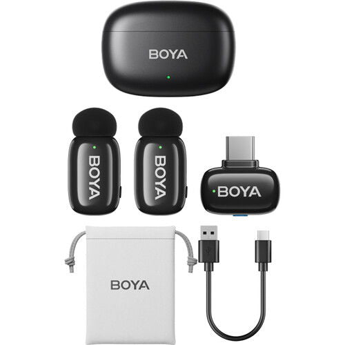 BOYA Mini sistem wireless dual compact pentru telefon, USB-C (2.4 GHz, Negru) - View 2