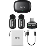 BOYA Mini sistem wireless dual compact pentru telefon, USB-C (2.4 GHz, Negru) - View 2