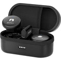 Black wireless smartphone mic system case with two compact transmitters