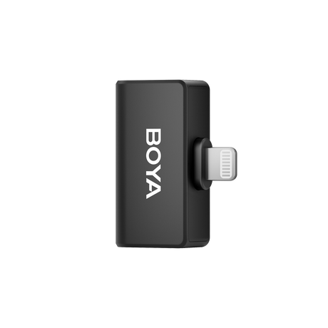 Black Lightning connector wireless mic transmitter with BOYA logo