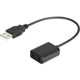 Adaptor audio USB 2.0 cu cablu și mufă Jack 3,5 mm, tip negru.
