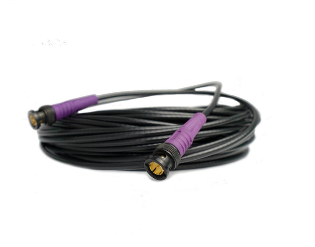 Cablu coaxial negru cu conectori mini BNC mov la ambele capete