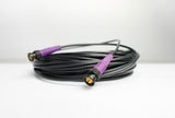 Cablu RG-59 mini, BNC la BNC, 5 m; capete mov și conectori BNC pe cablu negru
