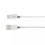 USB-A and USB-C ends on a white 1.2 m cable with sync icons