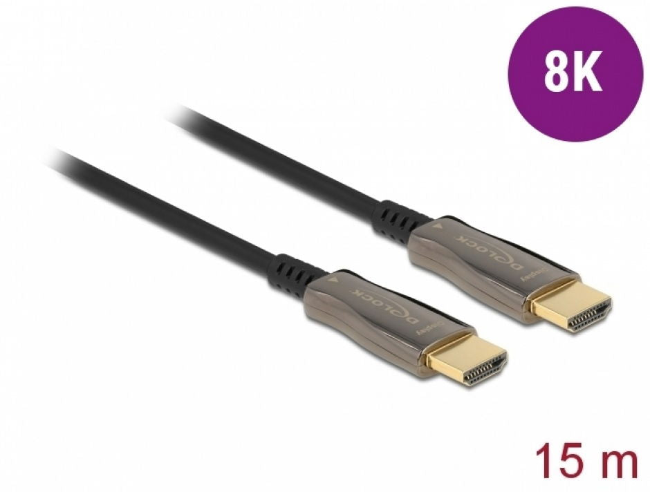 Cablu HDMI optic activ 8K, două mufe HDMI tip A, 15 m, negru