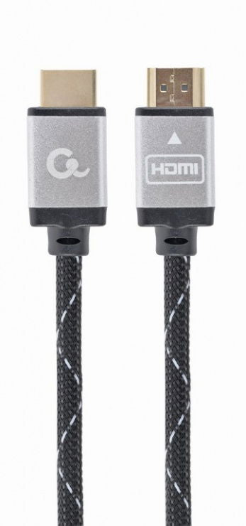 Cablu HDMI 4K 30Hz cu conectori tip A, ecranare și manta textil neagră