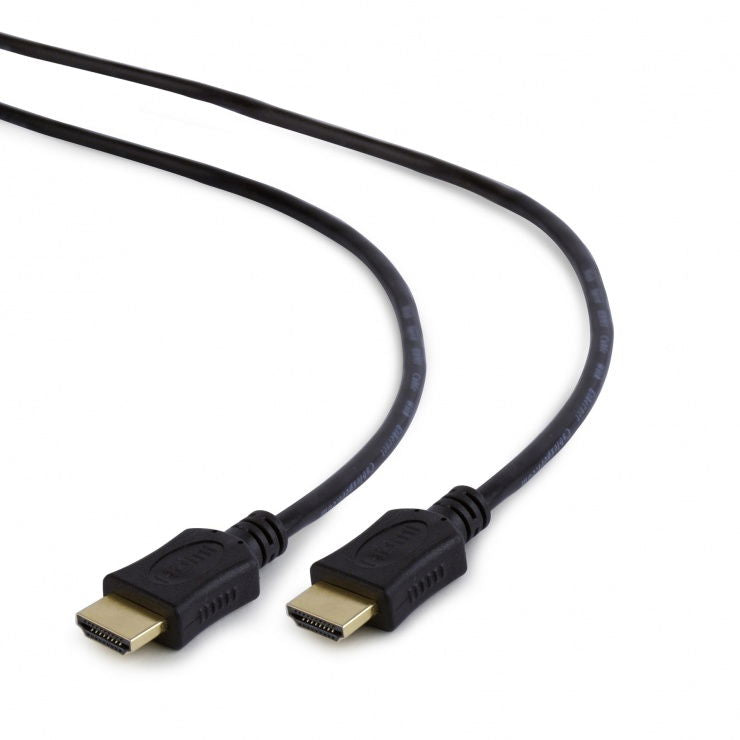 4K HDMI cable with black jacket, two male HDMI connectors side by side