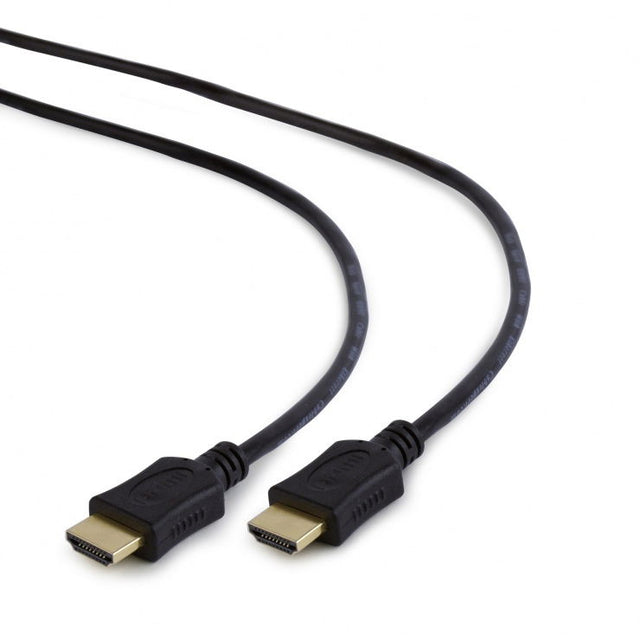 4K HDMI cable with black jacket, two male HDMI connectors side by side