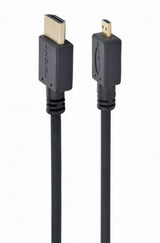 Cablu HDMI la Micro HDMI-D 1.8 m, capete HDMI și micro HDMI pe cablu negru