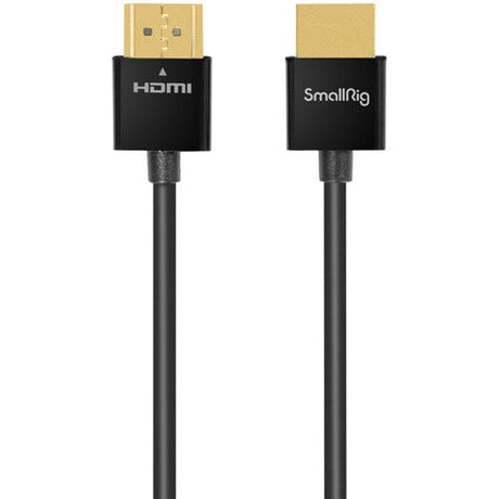 Pair of black HDMI connectors on an ultra-thin 35 cm cable, gold contacts