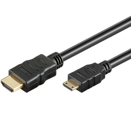 Cablu Mini HDMI-C la HDMI v1.4, 5 m, conectori aurii, negru