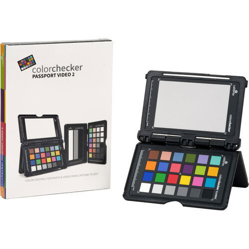 ColorChecker Passport Video 2 open case with color squares and display panel