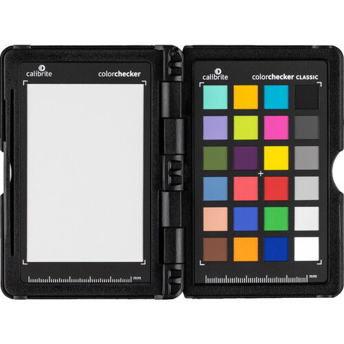 ColorChecker Passport Video 2 open case showing blank screen and color target grid