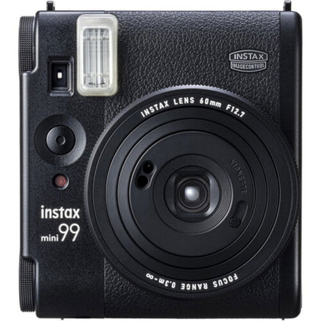 instax mini 40 instant camera, black textured body with flash and front lens