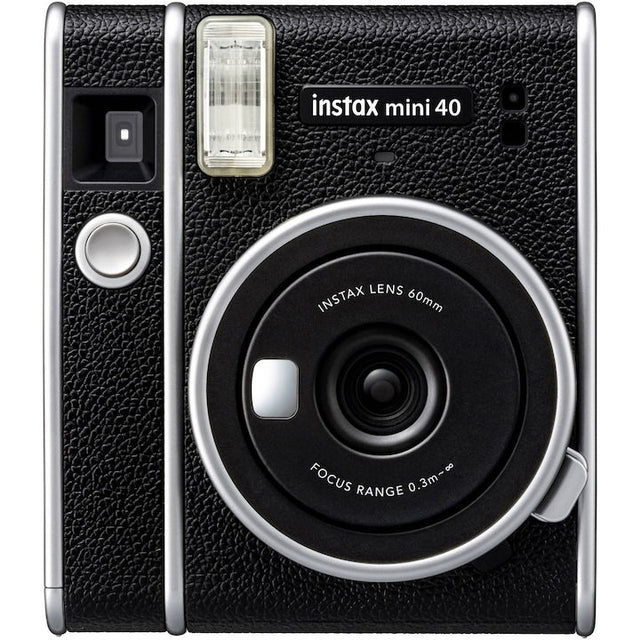 Fujifilm Instax Mini 40 instant camera, black textured body and front lens