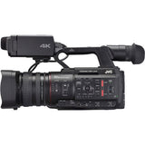 4K camcorder close side view with lens, 20x zoom markings, and buttons