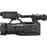 Black 4K camcorder side view with extended handle and control panel