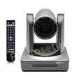Gray PTZ video conference camera with 20X zoom lens and NDI front panel