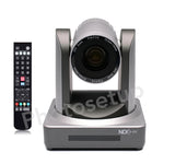 Gray PTZ video conference camera with 20X zoom lens and NDI front panel