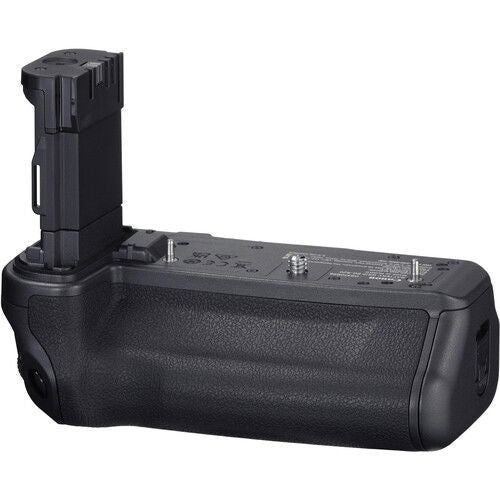 Black camera battery grip with shutter grip top contacts and control dial