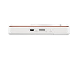 Zoemini S2 bottom edge: charge port, reset, and rose gold accent
