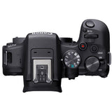Corp aparat foto Canon EOS R10, cadran mod și comenzi superioare