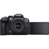 Aparat foto Canon EOS R10 cu ecran rabatabil, obiectiv 18–45 mm, negru