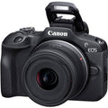 Aparat foto mirrorless Canon EOS R100 cu obiectiv montat, corp negru