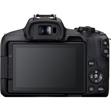 Cameră EOS R50 neagră, vedere din spate cu ecran LCD