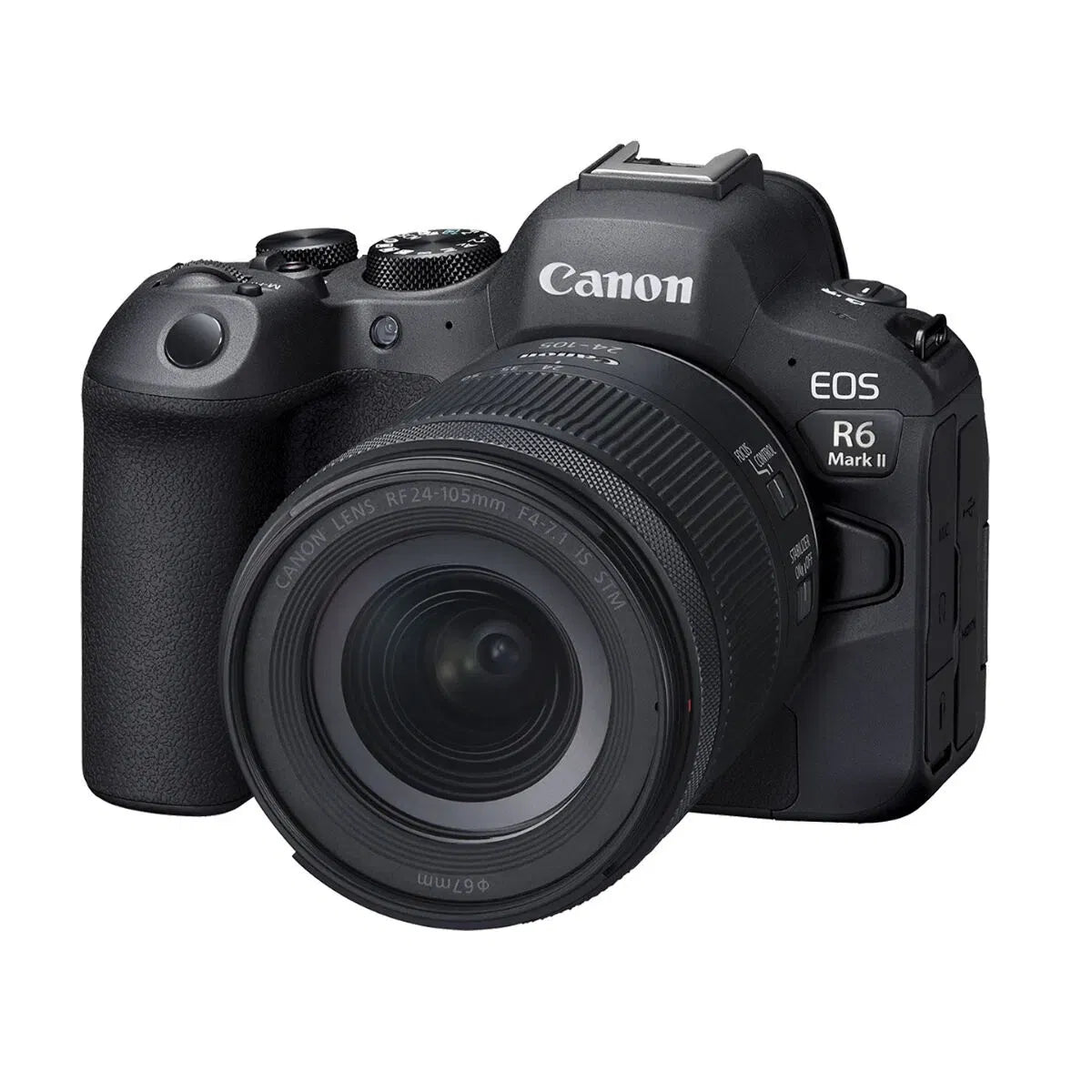 Aparat foto Canon EOS R6 Mark II cu obiectiv montat, carcasă neagră