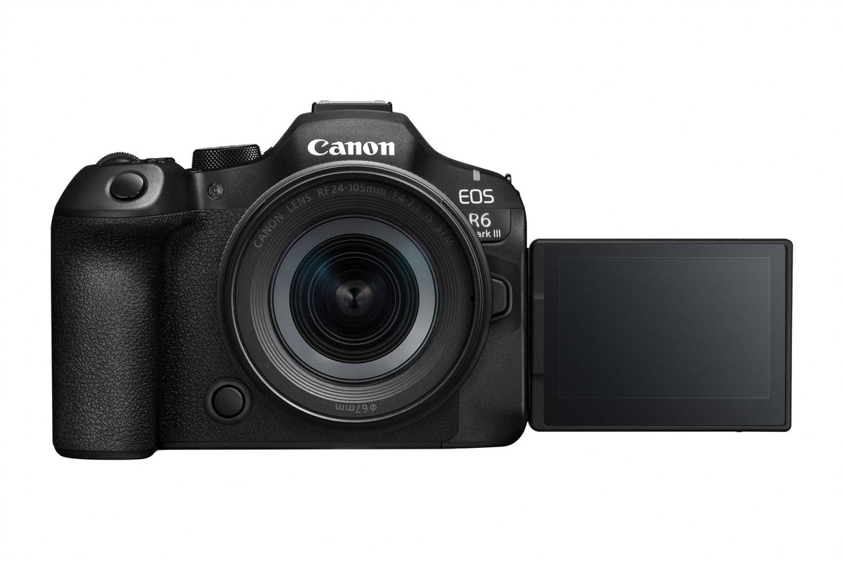 Aparat foto Canon EOS R6 Mark III cu ecran rabatabil și obiectiv, negru