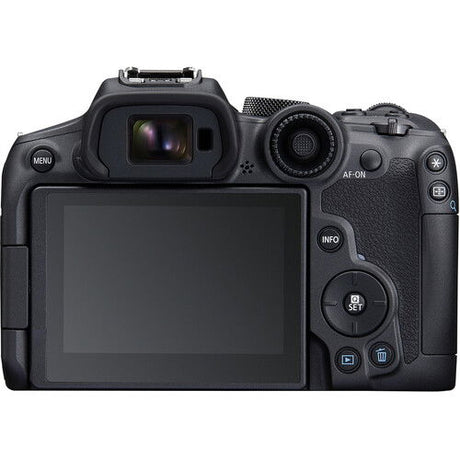 Aparat foto Canon EOS R7 cu ecran LCD și butoane, negru
