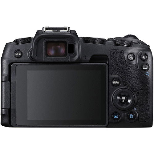 Aparat foto Canon EOS RP, spate neagră cu ecran LCD și butoane