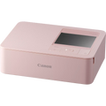 Imprimantă foto compactă roz, cu ecran LCD și tastatură frontală
