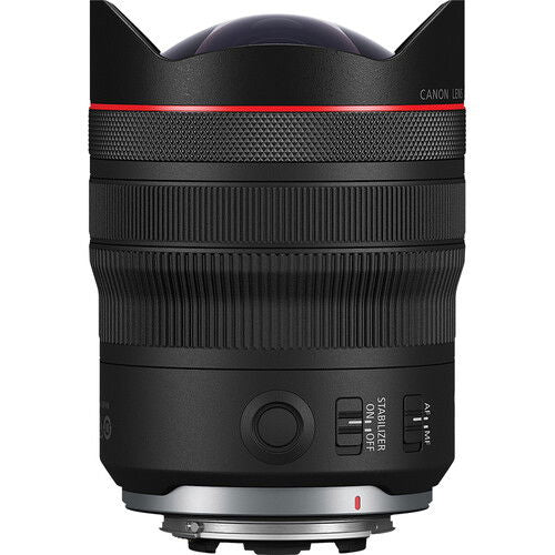 RF 10-20mm f/4 L IS STM lens front side controls and focus ring, red band