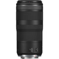 Black 100-400mm telephoto lens, rear mount and textured grip rings visible